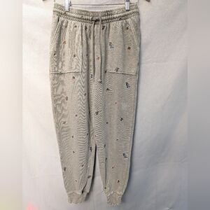 Floral Embroidered Reverse Terry Jogger Pants Size XS